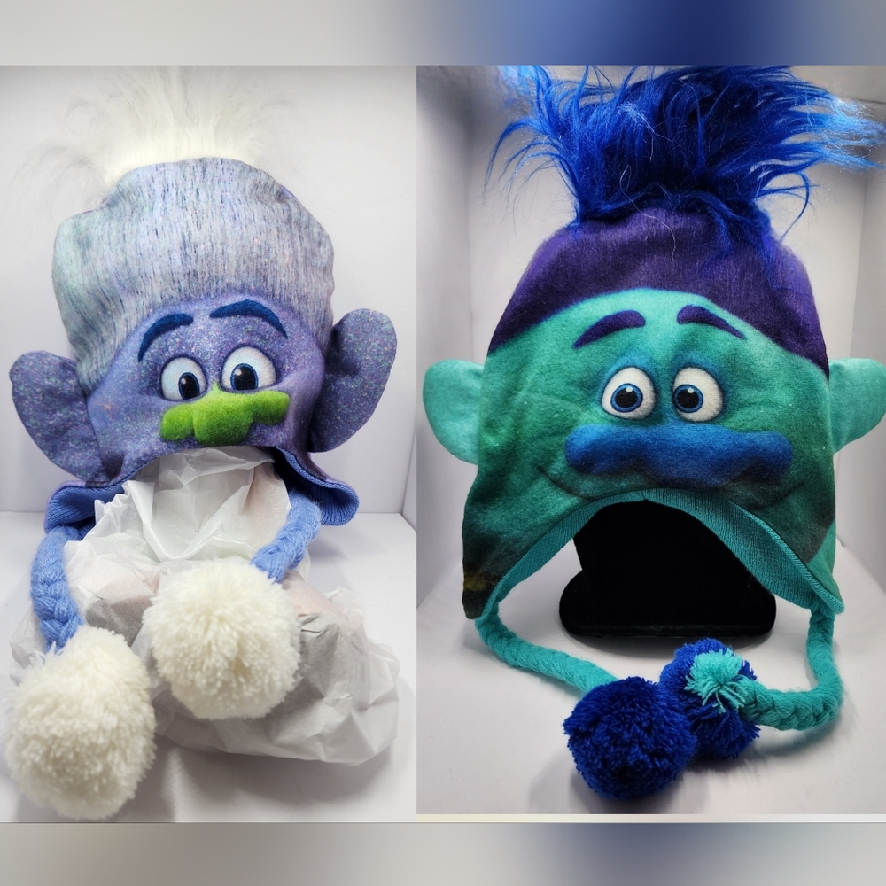 Dreasworks TROLLS Winter Beanie Cap Hats • Branch & HTF Guy Diamond • Clean